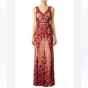 Catherine Deane Event Lace Red Maxi Dress Size 4